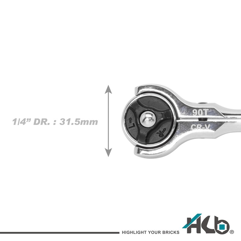 HB 90-Tooth Swivel Head Ratchet Handle 1/4-Inch Drive, Precision bits,
