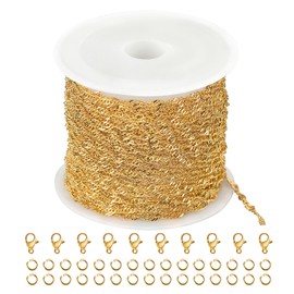 Kyutong 16.4 Feet Twisted Curb Chain Roll Soldered Water Wave Chains Link Gold Stainless Steel Chain for Men Women Necklace Body Chain Choker Jewelry Making Supplies