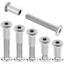 Xrfoiniu 50Pcs M8x15mm Silver Furniture Bolts Barrel Nut & Bolt Set - Ideal for Industrial Machinery Repairs Offering Exceptional Strength(50, M8x15mm)