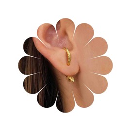 TseenYi Gothic Snake Ear Jacket Earrings Gold Snake Front Back Earrings Vintage Snake Stud Earrings Snake Dangle Earrings Animal Snake Drop Earrings, Zinc, No Gemstone