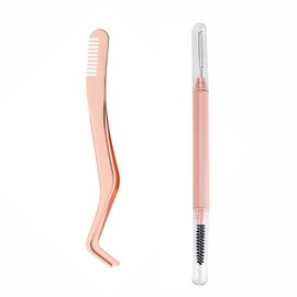 AUTAKI コーム付き ピンセット 2本 初心者向け形状 束感まつげ コーミングピンセット 束感まつ毛コーム まつ毛コーム ピンセット 両端まつげコーム ステンレス 化粧 マスカラコーム