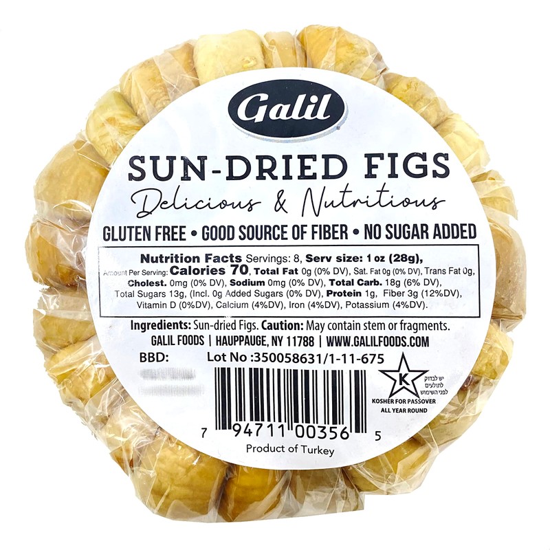 Galil Sun-Dried Figs 8 Ounces – Non-GMO, Gluten-Free, Kosher for