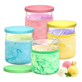 XFSRG 4 Stück Eiscreme-Neoprenhülle Für Ninja Creami Deluxe-Zubehör Wiederverwendbare Isolierte Hüllen für 16oz und 24oz Deluxe Eismaschinenbehälter（24OZ）