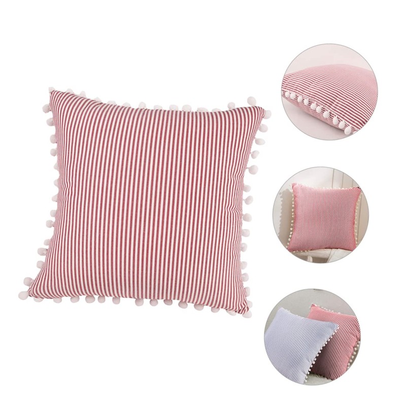 CHILDWEET Soft Stripe Throw Pillow Cover Creative Red Striped Design