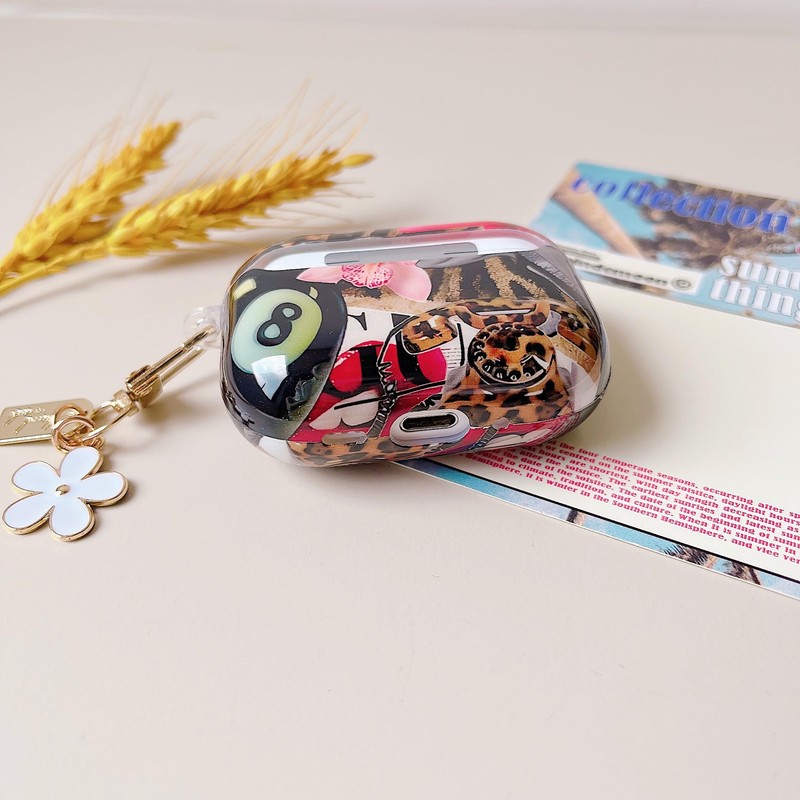 MINSCOSE for AirPods Pro 3 Clear Case,Cool Leopard Flower Collage
