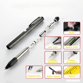 Evojomo Gifts for Men, 8-in-1 Multitool Pen, Phillips Screwdriver, Bottle Opener, Gadgets Tools for Men, Father’s Day Gifts, Gifts for Him, Dad, Grandpa, Husband, 2 PCS (Black+Black)