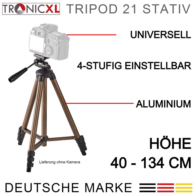 TronicXL 360° Tripod 21 Camera Tripod DSLR Aluminium 130 cm