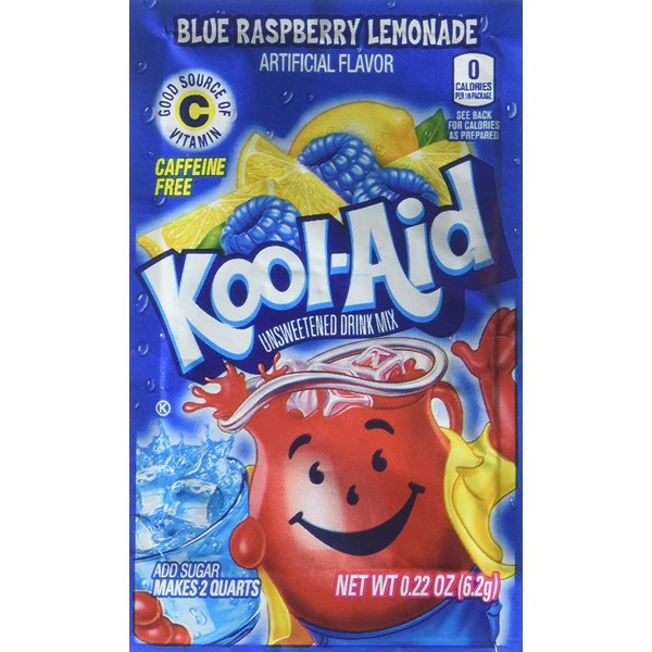 Kool-Aid Twists Soft Drink Mix - Ice Blue Raspberry Lemonade Unsweetened, Caffeine Free, 0.22 oz/envelope (Pack of 15)