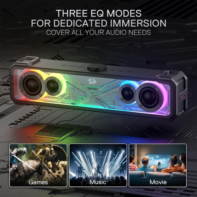 Redragon GS817 RGB Desktop Soundbar, 2.0 Channel Stereo Speakers for