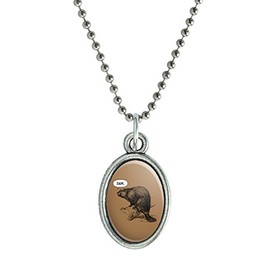 GRAPHICS & MORE Beaver Vintage Dam Damn Antiqued Oval Charm Pendant with Chain