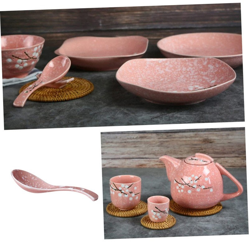 COLLBATH Japanese Spoons Ceramic Soup Spoons Set Creative Design Hand