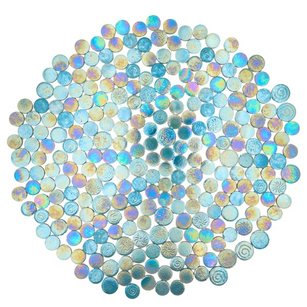 Yuvori 1lb Iridescent Round Ceramic Mosaic Tile DIY for Bathroom,