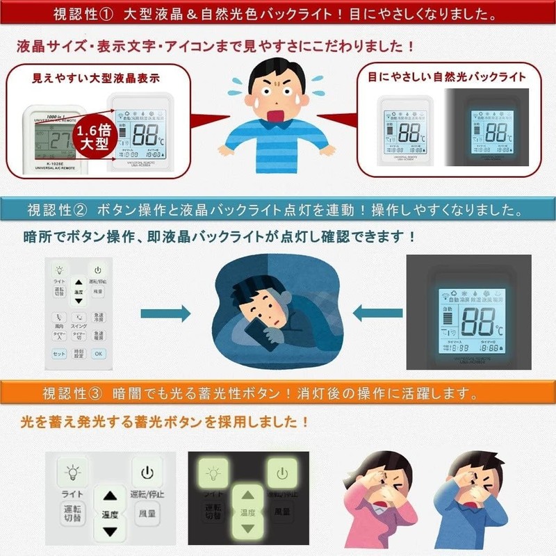 Universal Air Conditioner Remote Control, Universal Remote Control, Compatible with