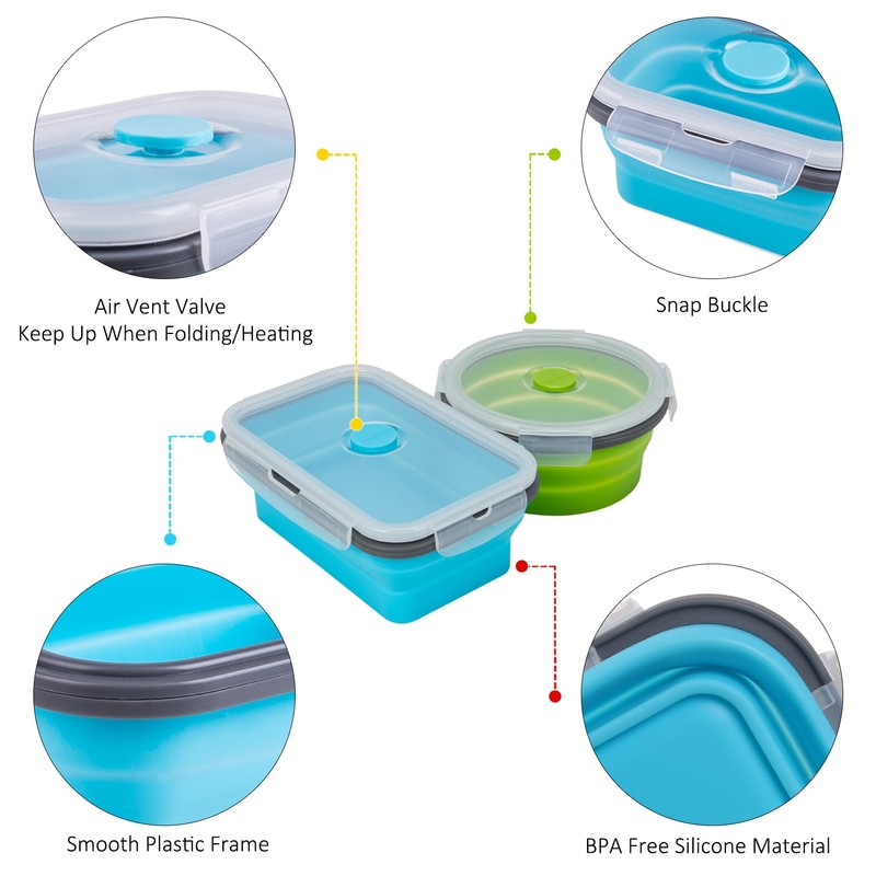 Collapsible Food Storage Containers with Lid & Air Vent, 16