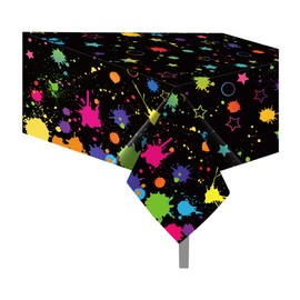 MOZUI 2-Pack Neon Glow Party Tablecloths | 51x87 Inch Glow-Inspired Table Covers | Perfect for Glowing Birthdays, Art Parties & Neon Themed Celebrations