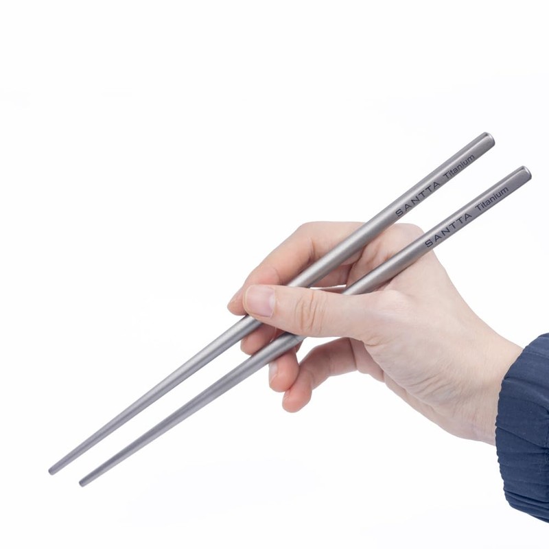SANTTA Compact Titanium Collapsible Chopsticks and Spoon Utensil Set with