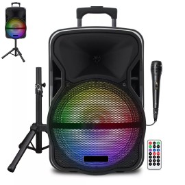 Universal 12" Bluetooth Speaker Subwoofer Heavy Bass Sound System Mic Tripod Stand Remote