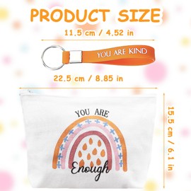 20 Pcs Thank You Gifts Rainbow Makeup Bags for Women, Canvas Zipper Cosmetic Bag with 20 Inspirational Quote Keychains, Employee Appreciation Gifts Travel Toiletry Bags for Teacher Coworker Staff