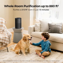 Purivortex Air Purifiers for Bedroom, Quiet Air Purifier with HEPA Filter for Pollen, Smoke, Dust, Pet Dander, Odor, Hair, Ozone Free, Covers Up to 880 Sq Ft, AC400 Black