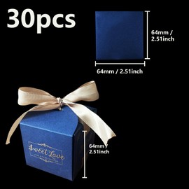 ONEBO 30 Pcs Wedding Favour Boxes, Party Favour Gift Boxes, Gift Bags for Ramadan with leather ties, for Birthday, Wedding, Party Favors, Mother's Day (6.4 x 6.4 x 6.4 cm)