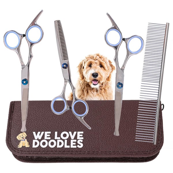 Dog Grooming Scissors Kit With Rounded Blunt Tips - Straight,
