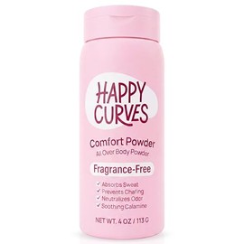 HAPPY CURVES Comfort Powder Talc Free Anti Chafe Body  Foot Powder Deodorant to Control Inner Thigh Chafing, Private Areas, and All Over Body for...  