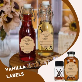 Homemade Vanilla Extract Labels 1.6x2 Inch Gift Present Stickers- Holiday Gift Labels for Handcrafted Vanilla Bottles Jar Kitchen Pantry 120Pcs (Kraft)