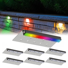 HIBOITEC Retaining Wall Lights RGB Hardscape Lighting Low Voltage LED 7 Inch IP67 Waterproof for Outdoor Patio Pathway Stairs Landscape Steps AC/DC 12-24V 6 Pack