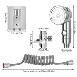 Gobesty Shower Head, Hand Shower Set, External, Shower Head for Sink, Shower Head Set with Hose and Stand, 3 Jet Types, Bathroom Installations for Washing Hair, Cleaning the Sink and Bidet