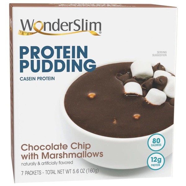 WonderSlim Protein Pudding, Chocolate Chip Marshmallows - 80 Calories, 12g Protein (7ct)