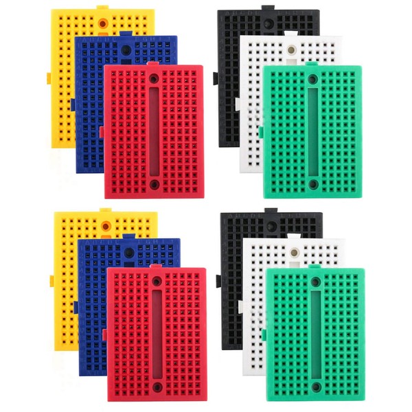 12 Pieces: 170 Tie Point Breadboard, Colorful Breadboard, Mini Breadboard