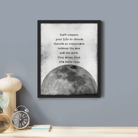 SIGNWIN Framed Don't Compare The Moon to The Sun Wall Art, Inspiring, Motivational, Life Quotes, Cold Industrial Wall Decor Prints, Inspirational Wall Décor for Living Room, Bedroom - 11"x14" Black