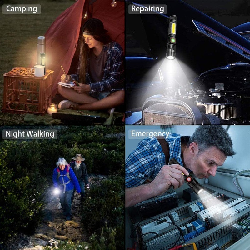 Vnina Rechargeable Tactical Flashlight, USB Magnetic Flashlights with COB Flash