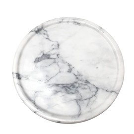 Natural Marble Tray, Round Marble Decorative Tray for Counter, Jewelry, Dresser, Bathroom, Kitchen White Round Tray,Diameter 8 Inches(White)