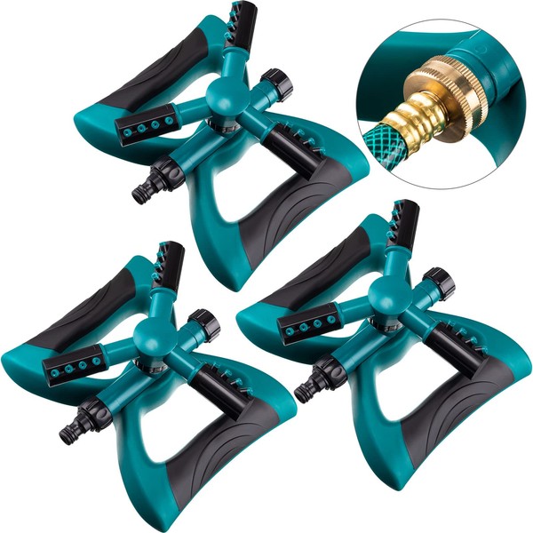 3 Pcs 360 Degree Sprinklers for Yard Automatic Rotating Lawn