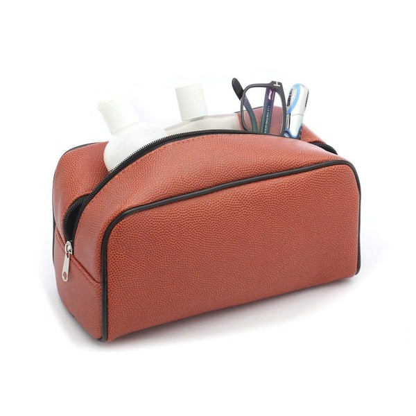 Zumer Sport Alabama Crimson Tide Basketball Leather Travel Toiletry Kit Zippered Pouch Bag - made from the same exact materials as a basketball - Orange