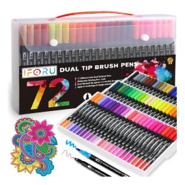 Plumones Iforu Doble Punta 72 Colores Brillantes Para Colorear Sobre Papel                                                                            