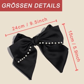Large Bow Hair Clips, Black French Clips, Silky Satin Hair Clip, Accessories for Women, Hair Clips for Party, Women, Girls Lolita (Coral)
