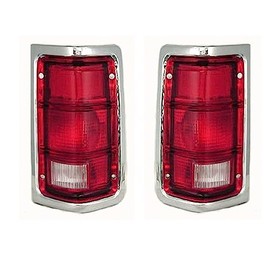Robautoparts Tail Light Lens Left Driver And Right Passenger Side 1988-1993 For Dodge Ramcharger/Full Size Pickup With Chrome Trim CH2808103 CH2809103 55054795 55054794 Set Of 2