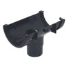Floplast Black (76mm Running Outlet for 50mm downpipes) Miniflo Guttering