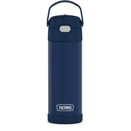 THERMOS FUNTAINER 16 Ounce Stainless Steel Vacuum Insulated Bottle with Wide Spout Lid, Navy