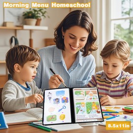 Menu-Covers 8.5 X 11 Restaurant Menu-Holder – 4 Pack Menu Sleeve 4 Page 8 View Transparent Folder for Morning Menu Homeschool Restaurant, Bar, Café