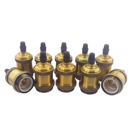 10pcs E26 Vintage Lamp Socket Pendant Bulb Socket E26 E27 Vintage Bulb Holders Ceramic for DIY Lighting Bulbs Industrial Decorative (Antique Brass 10pcs)