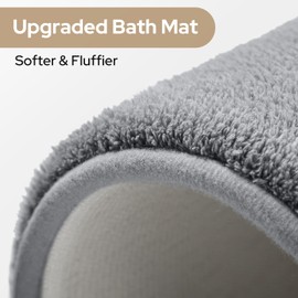 HOMEIDEAS Upgraded Bathroom Rugs Set 3 Piece, Extra Thick Absorbent Soft Memory Foam, Washable Toilet Bath Mat (Grey)