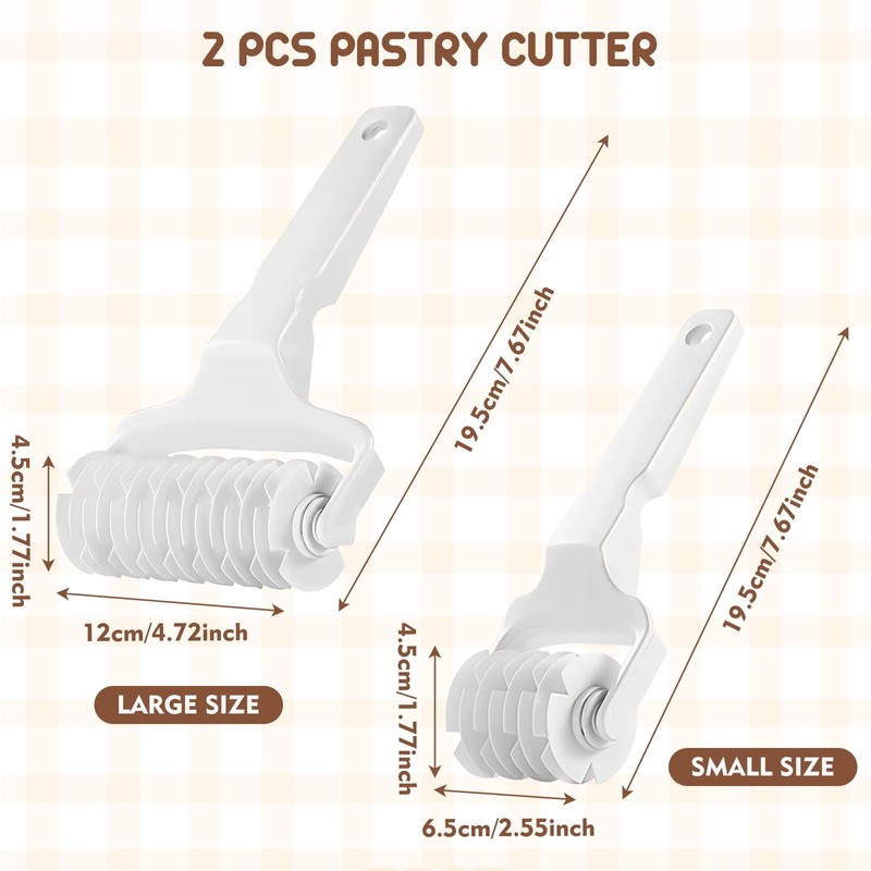 2 Pcs Lattice Pastry Cutters, Pizza Dough Pasta Cutter Wheel