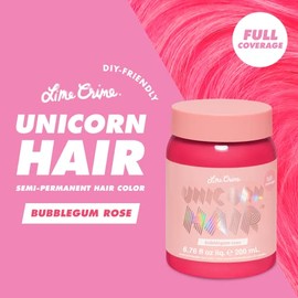 Lime Crime Unicorn Hair Dye, Bubblegum Rose - Warm Rose Pink Fantasy Hair Color - Full Coverage, Ultra-Conditioning, Semi-Permanent, Damage-Free Formu