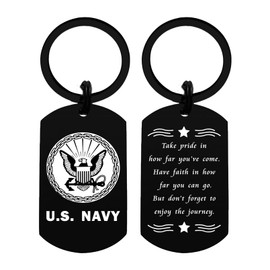 Viayen Navy Gift for Women Men - Inspirational Navy Birthday Graduation Father's day Retirement Keychain for Husband Boyfriend