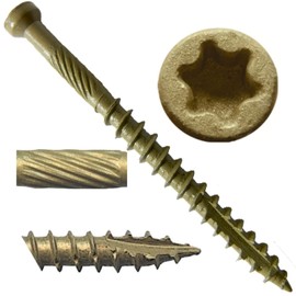#7 x 1-5/8" Bronze Star Exterior Coated "Tiny" Finish Head Wood Screw Torx/Star Head(1 Pound -235 APX. Screws)-Finish Head Exterior Coated Torx/Star Drive Wood Screws-Tiny Head Wood Screws