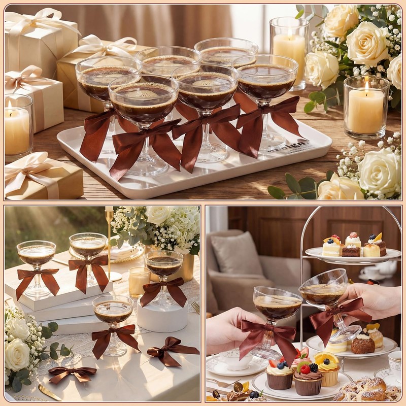 100 Set Plastic Champagne Tower Glasses 5 oz Coupe Cocktail
