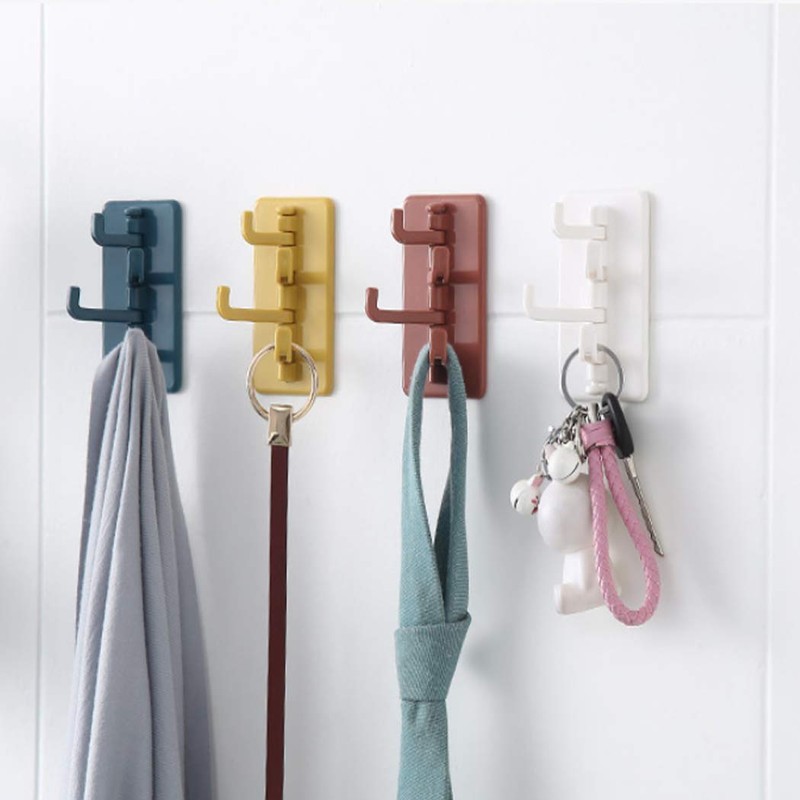 Hoshen 4PCS 180° Flexible Rotating Simple Hook, Creative Bathroom and